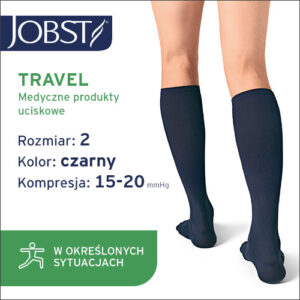 JOBST Podkolanówki TRAVEL, 15-20mmHg, zamknięte palce, Kolor czarny rozm. 2 39/40