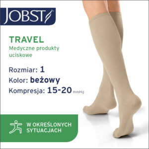 JOBST Podkolanówki TRAVEL, 15-20mmHg, zamknięte palce, Kolor beżowy rozm. 1 37/38