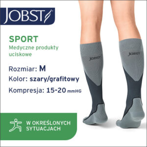 JOBST Podkolanówki SPORT, 15-20mmHg, zamknięte palce, kolor szary/grafit rozm. M