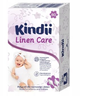 KINDII Patyczki dla niemowląt i dzieci Linen Care 60szt.