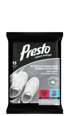 Presto nawilżane ściereczki do czyszczenia białych butów, 15 szt.