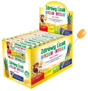 Starpharma Zdrowy Lizak Mniam-Mniam ANANASOWY bez cukru 40szt.