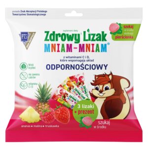 Starpharma Zdrowy Lizak Mniam-Mniam 3 SMAKI bez cukru + pierścionek z wit.C i D