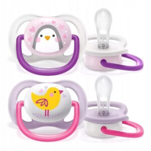 AVENT Smoczki do uspokajania ULTRA AIR Pingwin/Ptaszek 0-6m Girl 2szt.