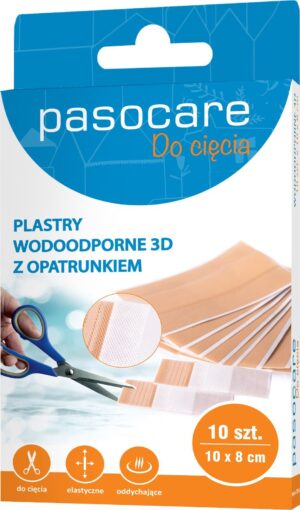 PASOCARE zestaw plastrów wodoodpornych z opatrunkiem 3D PLUS 10cm x 8cm 10szt.