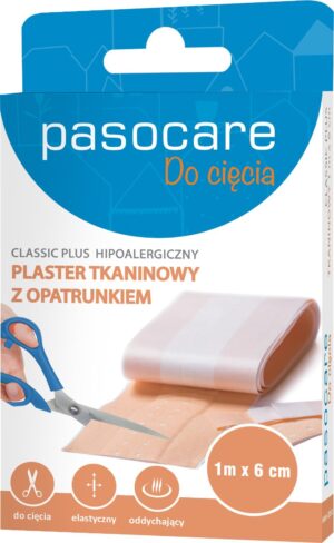 PASOCARE plaster tkaninowy z opatrunkiem CLASSIC PLUS 1m x 6cm 1szt.