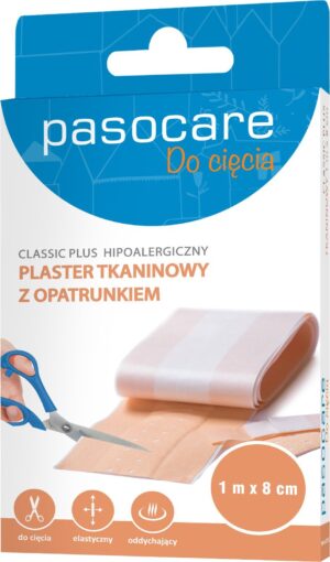 PASOCARE plaster tkaninowy z opatrunkiem CLASSIC PLUS 1m x 8cm 1szt.