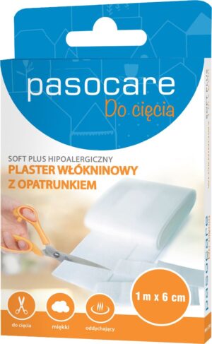 PASOCARE plaster włókninowy z opatrunkiem SOFT PLUS 1m x 6cm 1szt.
