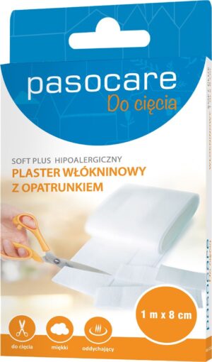 PASOCARE plaster włókninowy z opatrunkiem SOFT PLUS 1m x 8cm 1szt.