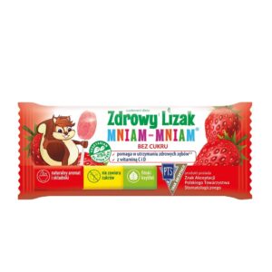 Zdrowy Lizak Mniam-Mniam TRUSKAWKA bez cukru 40szt.