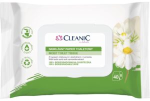 Cleanic Nawilżany Papier Toaletowy rumianek i kwas mlekowy 40szt.