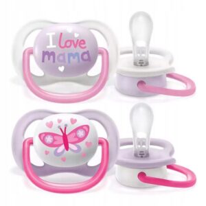 AVENT Smoczki do uspokajania ULTRA AIR "I Love Mama"/Motyl 0-6m Girl 2szt.