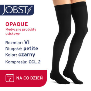 JOBST Pończochy Opaque samonośne Petite AG, zamknięte palce, klasa kompresji CCL2, Kolor czarny, rozm. VI Krótka data