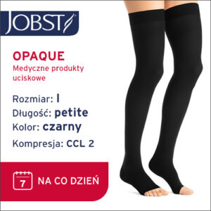 JOBST Pończochy Opaque samonośne Petite AG, otwarte palce, klasa kompresji CCL2, Kolor czarny, rozm. I Krótka data