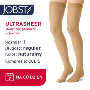 JOBST Pończochy Ultra Sheer samonośne AG, zamknięte palce, klasa kompresji CCL1 Kolor naturalny rozm. I Krótka data
