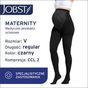 JOBST Rajstopy Maternity Opaque, zamknięte palce, CCL2 Kolor czarny rozm. V