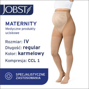 JOBST Rajstopy Maternity Opaque AT, zamknięte palce, klasa kompresji CCL1 Kolor karmelowy rozm. IV Krótka data