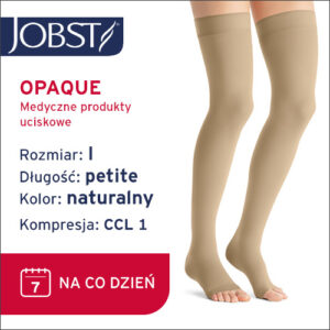 JOBST Pończochy Opaque samonośne Petite AG, otwarte palce, klasa kompresji CCL1, Kolor naturalny, rozm. I Krótka data