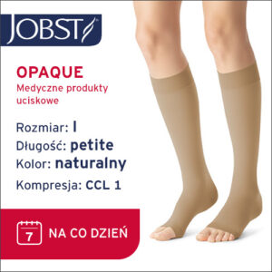 JOBST Podkolanówki Opaque Petite AD, otwarte palce, klasa kompresji CCL1, Kolor naturalny, rozm. I Krótka data