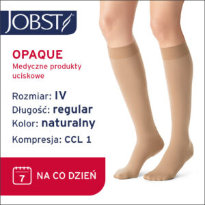 JOBST Podkolanówki Opaque, zamknięte palce, CCL1, Kolor naturalny, rozm. IV