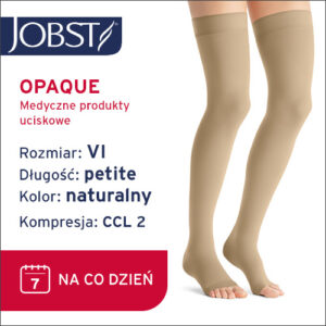 JOBST Pończochy Opaque samonośne Petite AG, otwarte palce, klasa kompresji CCL2, Kolor naturalny, rozm. VI Krótka data