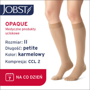 JOBST Podkolanówki Opaque Petite AD, zamknięte palce, klasa kompresji CCL2, Kolor karmelowy, rozm. II Krótka data