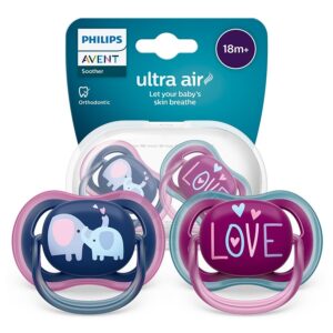 AVENT Smoczki do uspokajania ULTRA AIR Słonie/Love 18m 2szt (349/22)