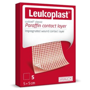 Leukoplast® Cuticell® Paraffin, opatrunek impregnowany parafiną, 5szt. (5x5 cm)