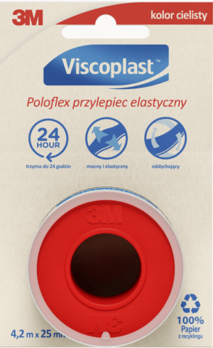 3M VISCOPLAST POLOFLEX Przylepiec elastyczny w rozmiarze 4,2m x 25mm rolka 1szt