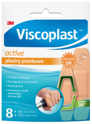 3M VISCOPLAST ACTIVE Plastry piankowe 2 rozmiary kopertka 8szt (k=40)