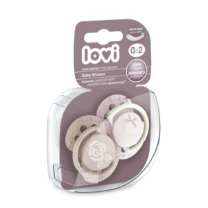 LOVI Smoczek silikonowy dynamiczny 0-2m 2szt. Baby Shower Girl