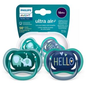 AVENT Smoczki do uspokajania ULTRA AIR Słonie/Hello 18m 2szt (349/18)