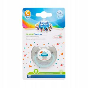 CANPOL Smoczek do uspokajania silikonowy symetryczny Cupcake 0-6m (23/282) szary