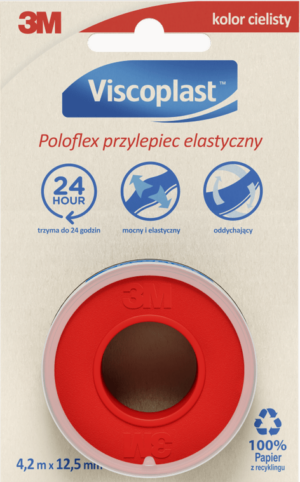 3M VISCOPLAST POLOFLEX Przylepiec elastyczny w rozmiarze 4,2m x 12,5mm rolka 1szt (k=9)