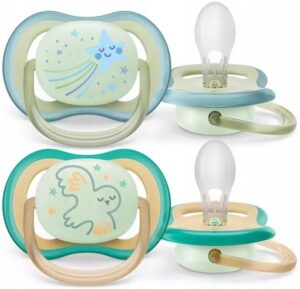 AVENT Smoczki do uspokajania ULTRA AIR NIGHT Gwiazda/Ptak 0-6m 2szt (376/18)