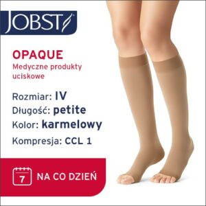 JOBST Podkolanówki Opaque Petite AD, otwarte palce, klasa kompresji CCL1, Kolor karmelowy, rozm. IV (7061600165)