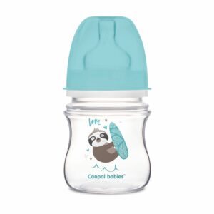 CANPOL Butelka SZEROKA 120ml Exotic Animals +0m (35/220) niebieski