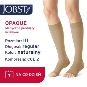 JOBST Podkolanówki Opaque AD, otwarte palce, klasa kompresji CCL2, Kolor naturalny, rozm. III (7062500182)