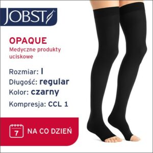 JOBST Pończochy Opaque AG, otwarte palce, klasa kompresji CCL1, Kolor czarny, rozm. I Krótka data