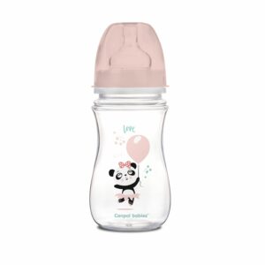 CANPOL Butelka SZEROKA 240ml Exotic Animals +3m (35/221) róż