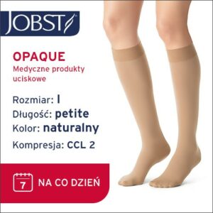 JOBST Podkolanówki Opaque Petite AD, zamknięte palce, klasa kompresji CCL2, Kolor naturalny, rozm. I Krótka data