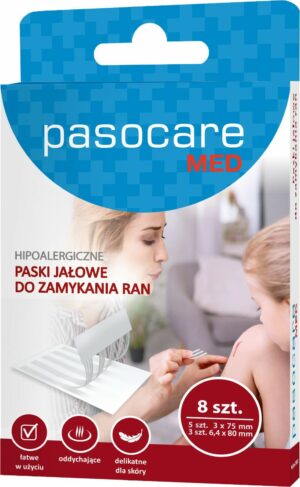 PASOCARE Sterylne PASKI DO ZAMYKANIA RAN 8szt