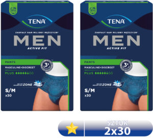 Zestaw 2x TENA Men Pants Plus S/M (75-105 cm), bielizna chłonna, 30 sztuk