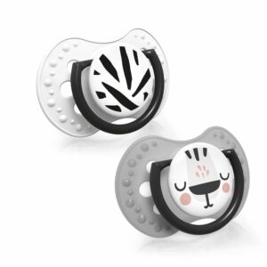 LOVI Smoczek silikonowy dynamiczny 18m+ 2szt. Salt & Pepper