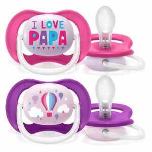 AVENT Smoczki do uspokajania ULTRA AIR "I Love Papa" Balon 6-18m Girl 2szt