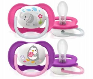 AVENT Smoczki do uspokajania ULTRA AIR Słoń/Pingwin 6-18m Girl 2szt