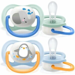 AVENT Smoczki do uspokajania ULTRA AIR Słoń/Pingwin 0-6m Boy 2szt.