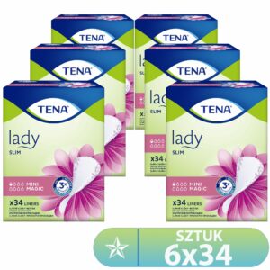 Zestaw 6x TENA Lady Slim Mini Magic, specjalistyczne wkładki, 34 sztuki