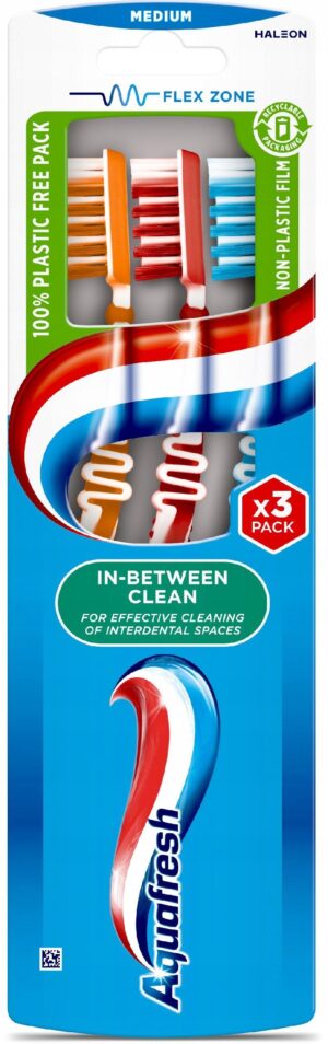 GSK AQUAFRESH Szczoteczka IN-BETWEEN CLEAN Medium 3 PACK