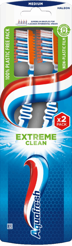 GSK AQUAFRESH Szczoteczka EXTREME CLEAN Medium 2 PACK